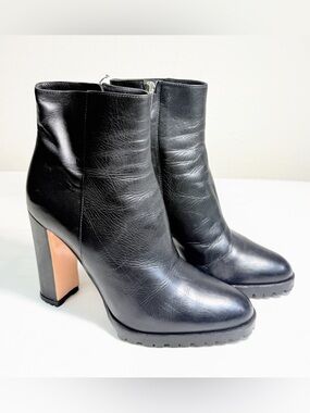 Gianvito Rossi Black Leather Platform Lug Sole Heel Boots EU 38